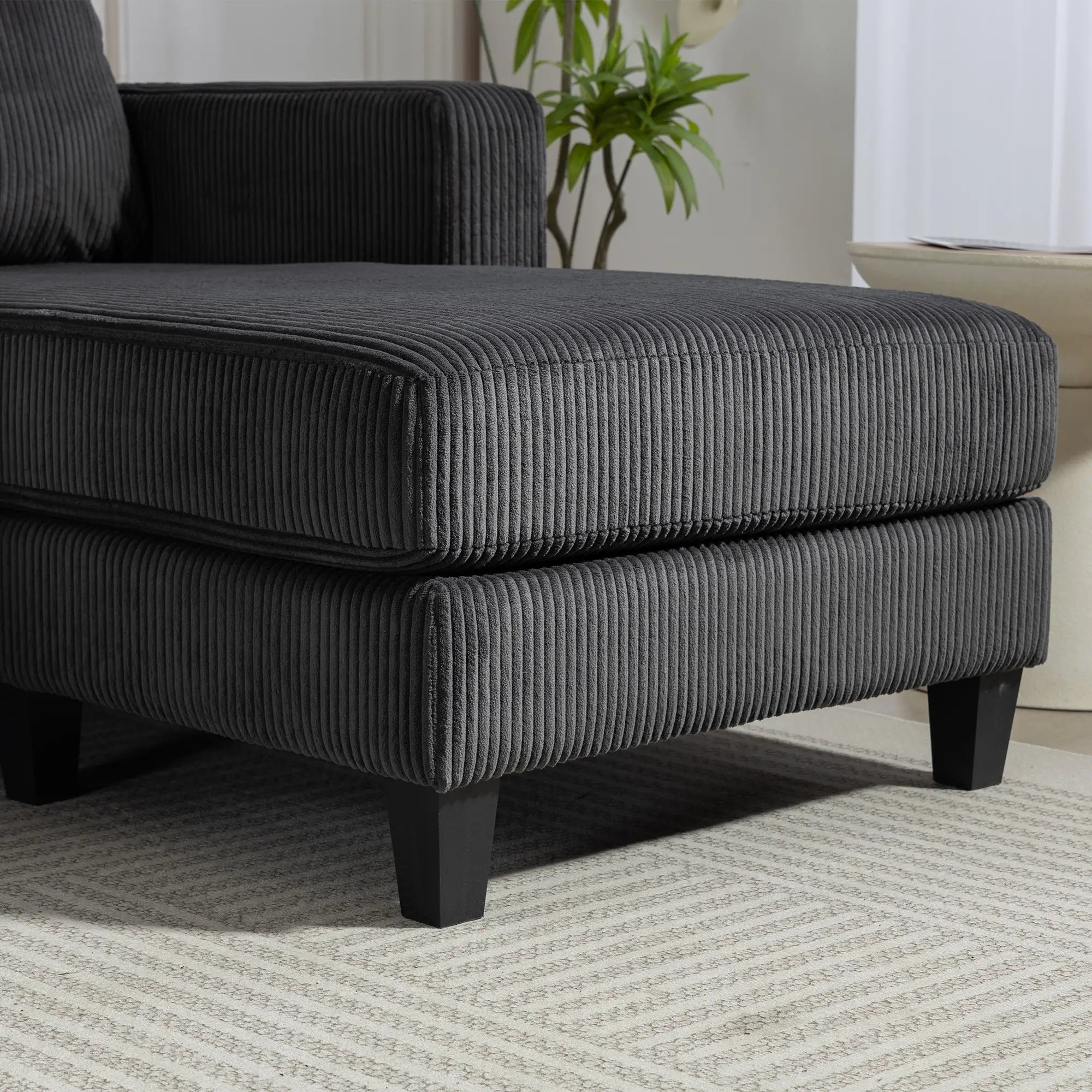 L Shaped Couch with Chaise Lounge, Spring Cushion, Charcoal Grey 3-Seater Sofas at Gallery Canada