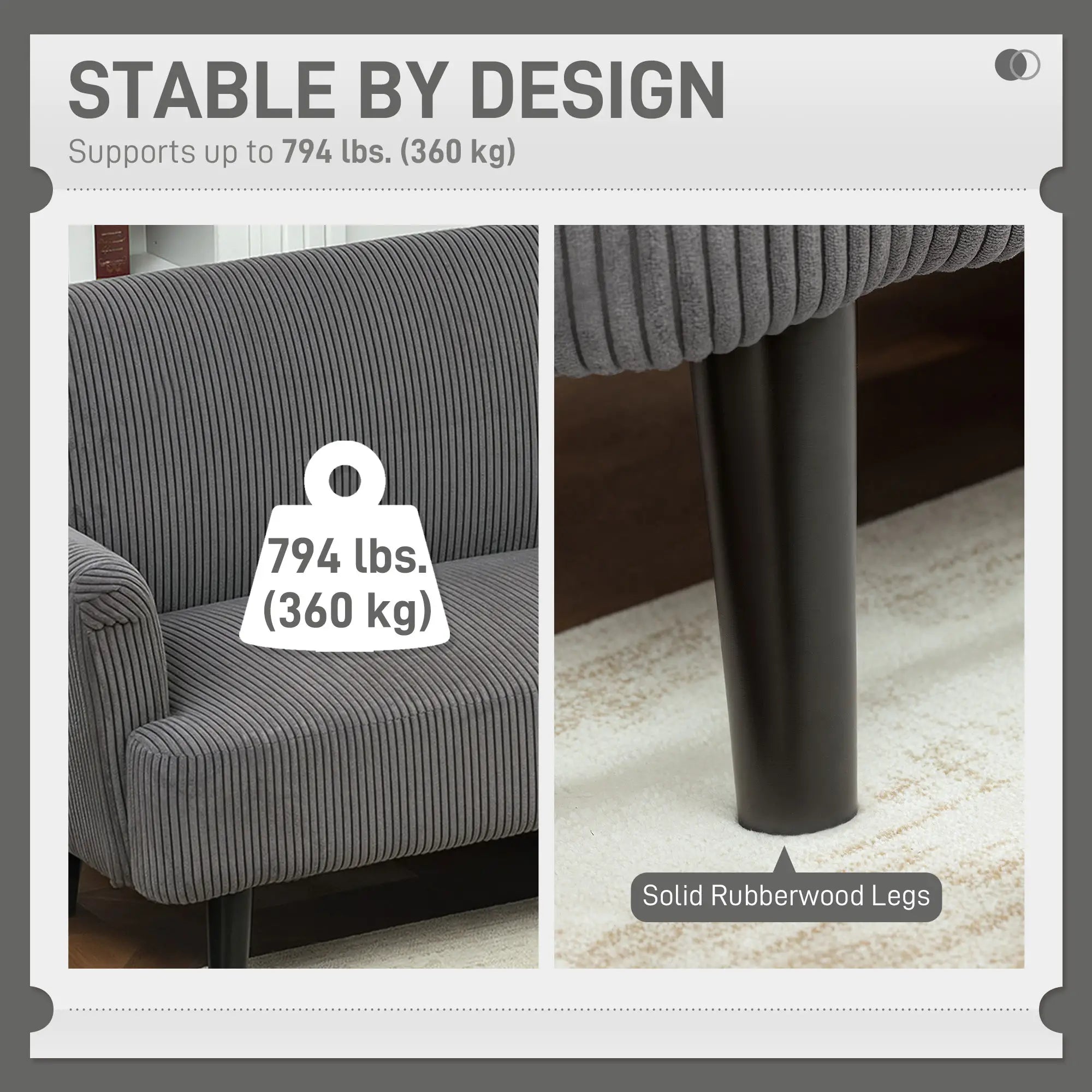 Modern 3 Seater Sofa, Corduroy Loveseat, Grey 3-Seater Sofas at Gallery Canada