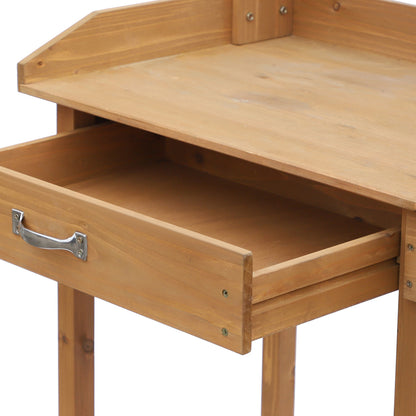 47.75" Potting Bench Table Garden Work Bench Workstation with Drawer, Removable Sink, Storage Shelves and Hooks, Natural at Gallery Canada