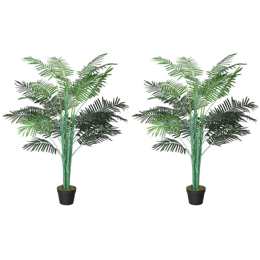 5FT Artificial Palm Tree Set, Fake Tropical Plant In Pot, Green Artificial Trees Green at Gallery Canada