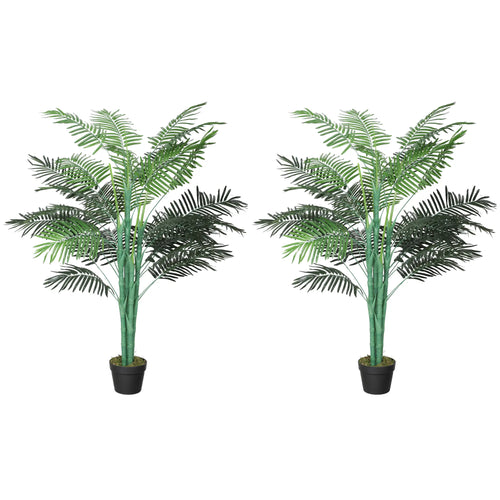 5FT Artificial Palm Tree Set, Fake Tropical Plant In Pot, Green