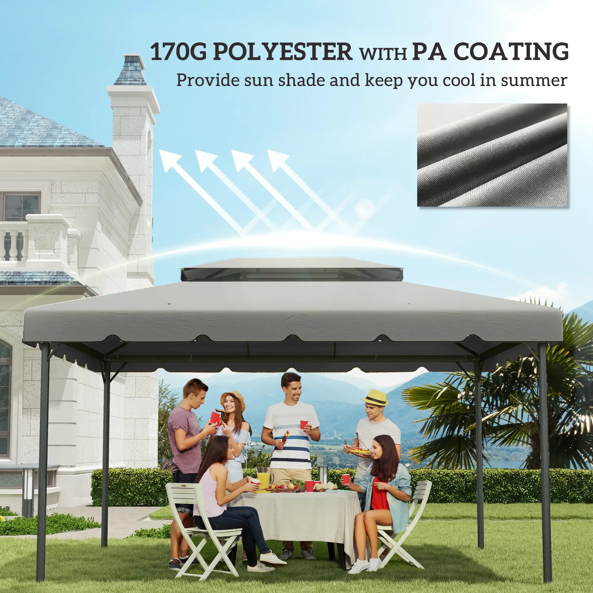 13' x 10' Gazebo Replacement Canopy, Double Vented Roof, Grey Gazebo Canopy Replacement at Gallery Canada