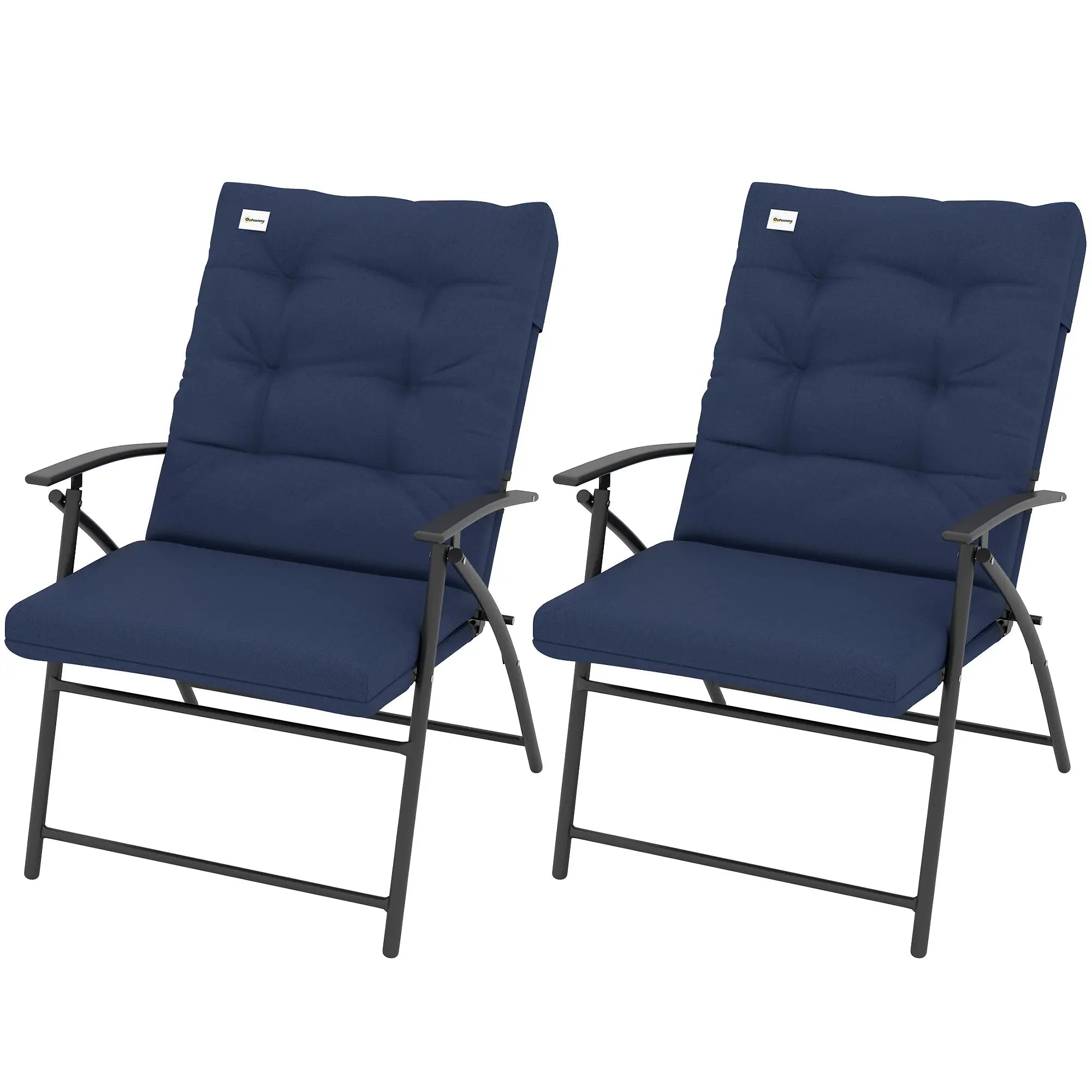 Outdoor Folding Chairs, Set of 2, Adjustable Backrest, Padded, Blue Patio Chairs at Gallery Canada
