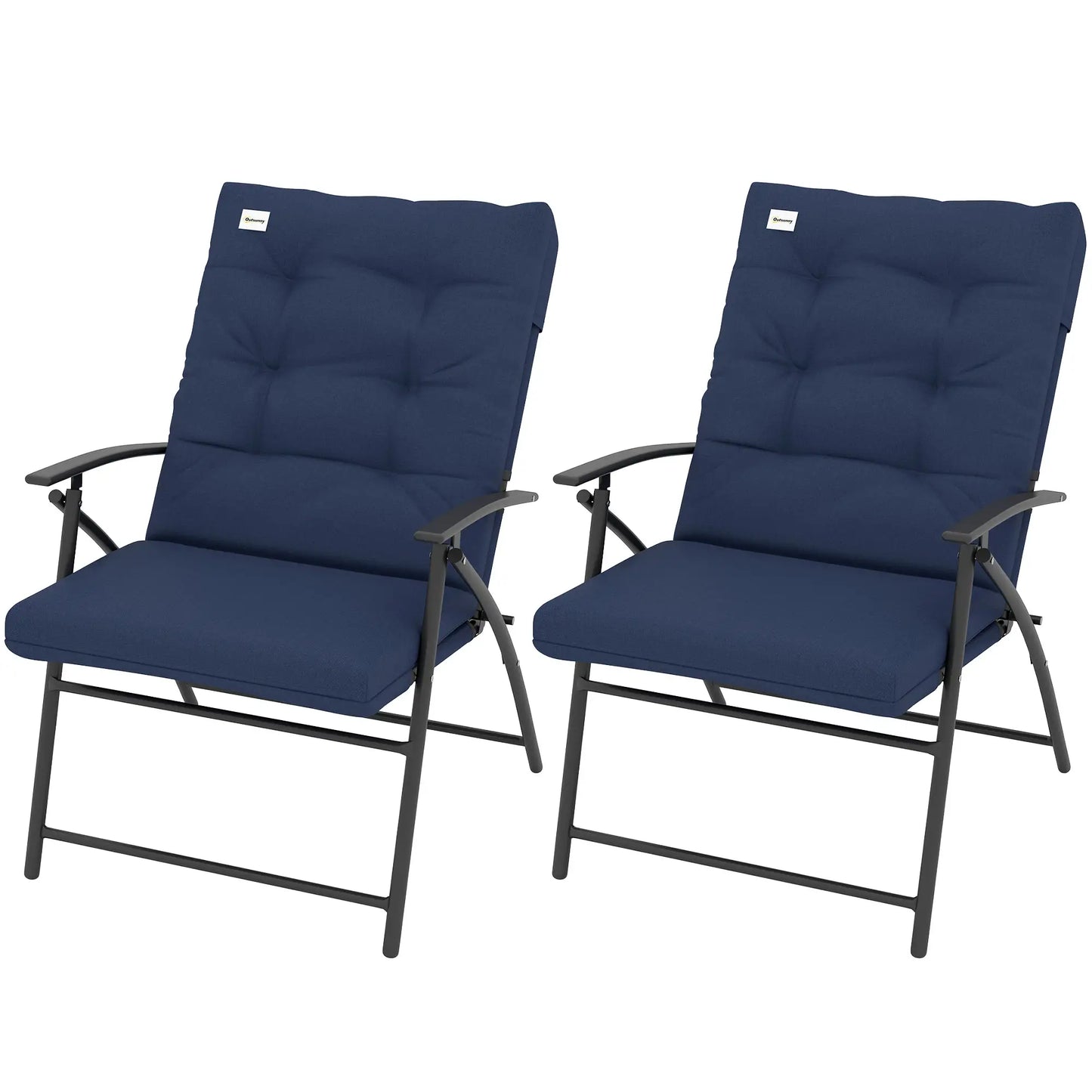 Outdoor Folding Chairs, Set of 2, Adjustable Backrest, Padded, Blue Patio Chairs at Gallery Canada