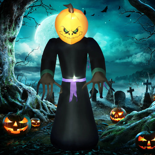7ft Inflatable Halloween Pumpkin Reaper, LED Outdoor Yard Display