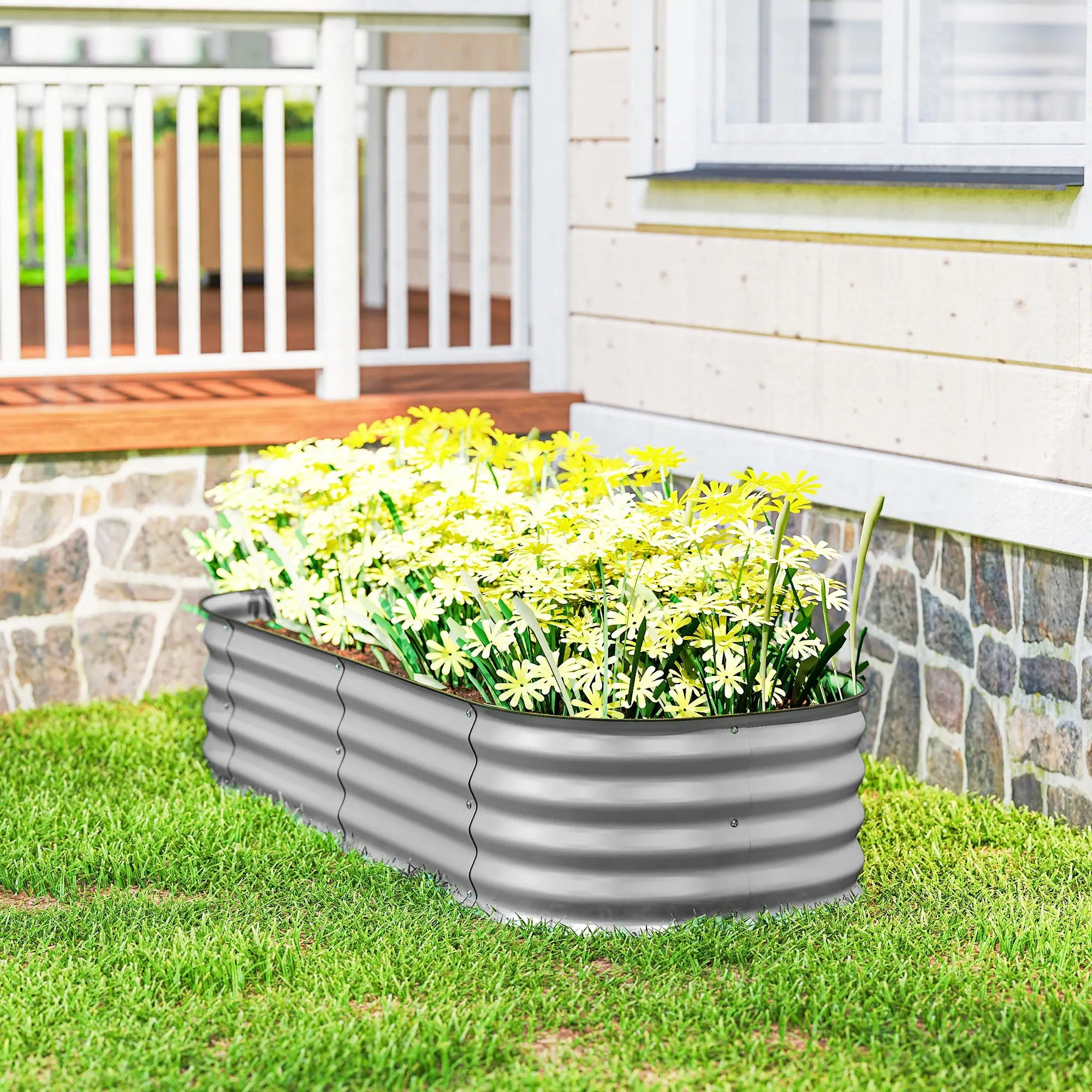 4.9 x 2 x 1ft Galvanized Raised Garden Bed, Metal Planter Box, Silver Galvanized Planter Boxes at Gallery Canada