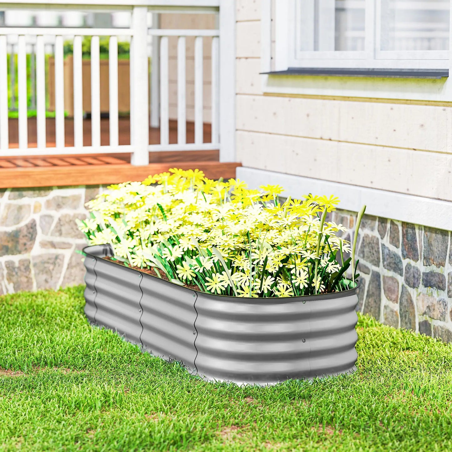 4.9 x 2 x 1ft Galvanized Raised Garden Bed, Metal Planter Box, Silver Galvanized Planter Boxes at Gallery Canada