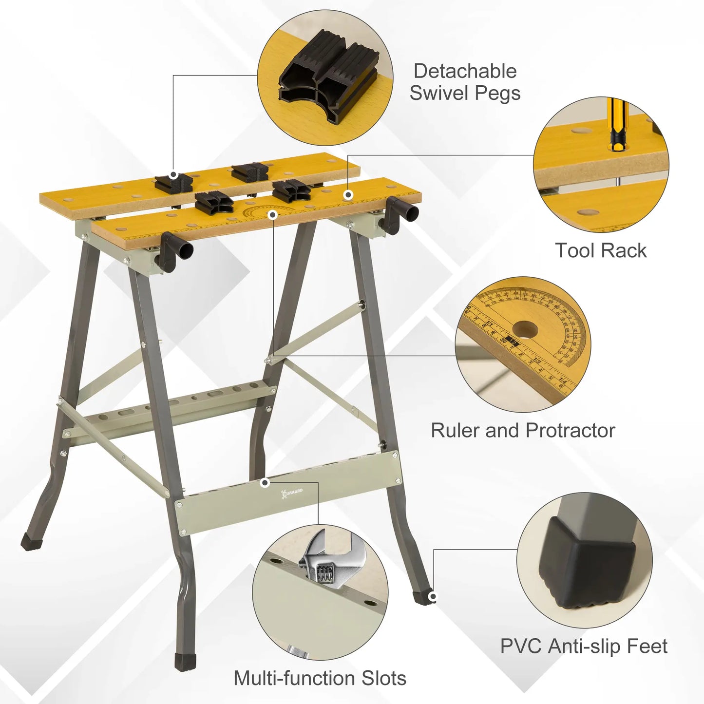 Foldable Work Bench w/ 4 Adjustable Clamps, Carpenter Saw Table Tool Organizers at Gallery Canada