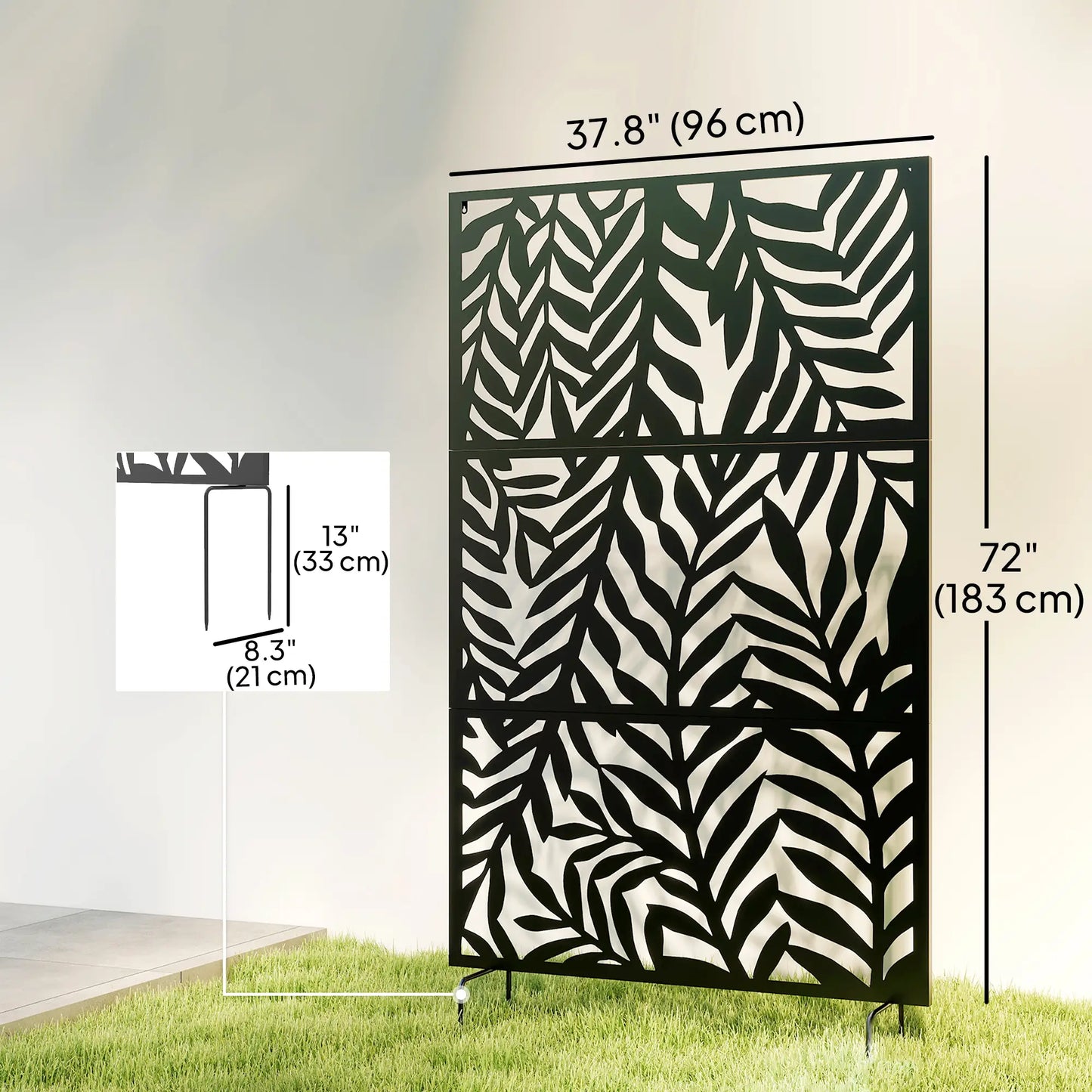 Metal Outdoor Privacy Screen, 72" x 38", Black Side Awnings at Gallery Canada