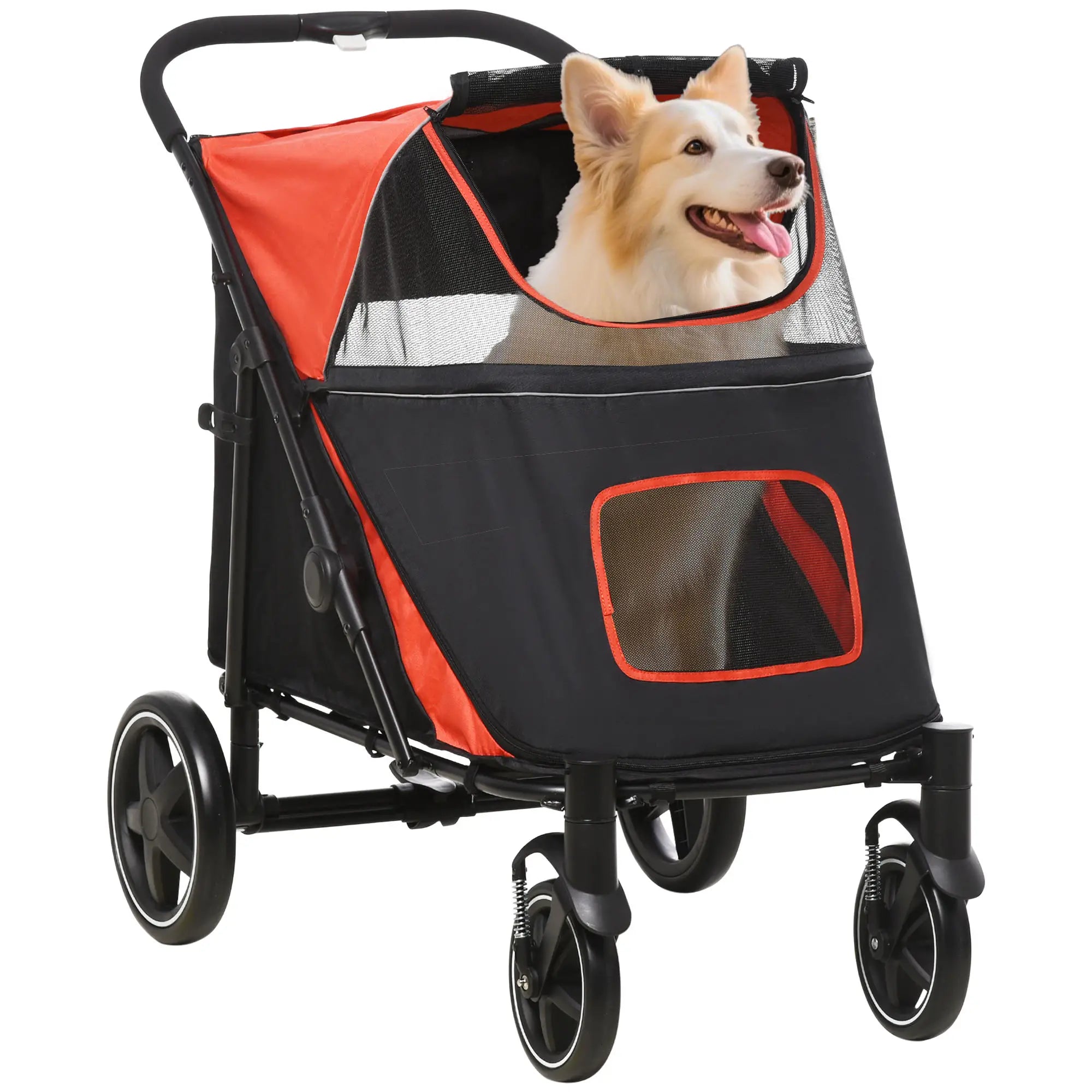 Foldable Pet Stroller, Universal Wheels, Shock Absorber, Large & Medium Dogs, Red Dog Bike Trailers & Strollers at Gallery Canada