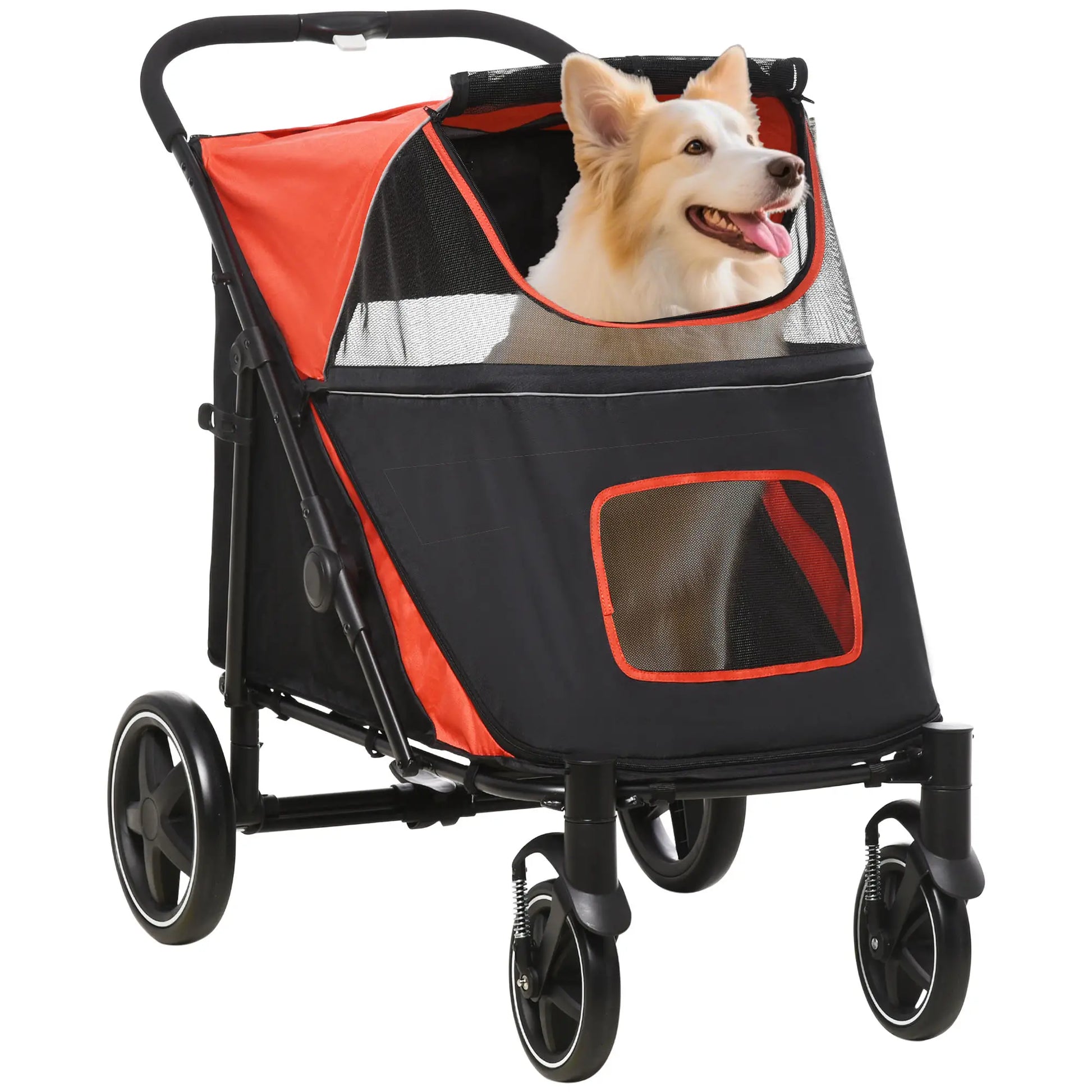 Foldable Pet Stroller, Universal Wheels, Shock Absorber, Large & Medium Dogs, Red Dog Bike Trailers & Strollers at Gallery Canada