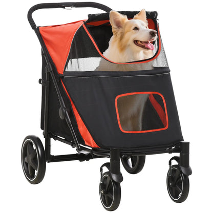 Foldable Pet Stroller, Universal Wheels, Shock Absorber, Large & Medium Dogs, Red Dog Bike Trailers & Strollers at Gallery Canada