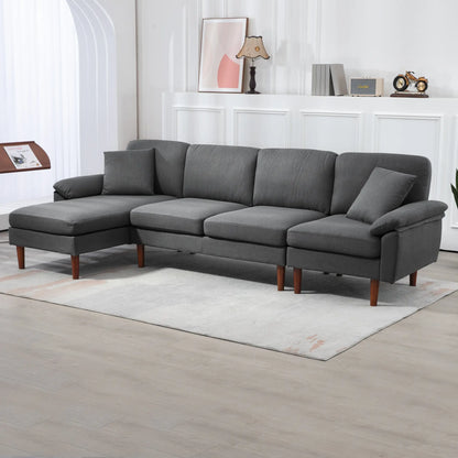 L-Shape Sofa, Modern Sectional Couch with Chaise Lounge, Dark Grey 3-Seater Sofas at Gallery Canada