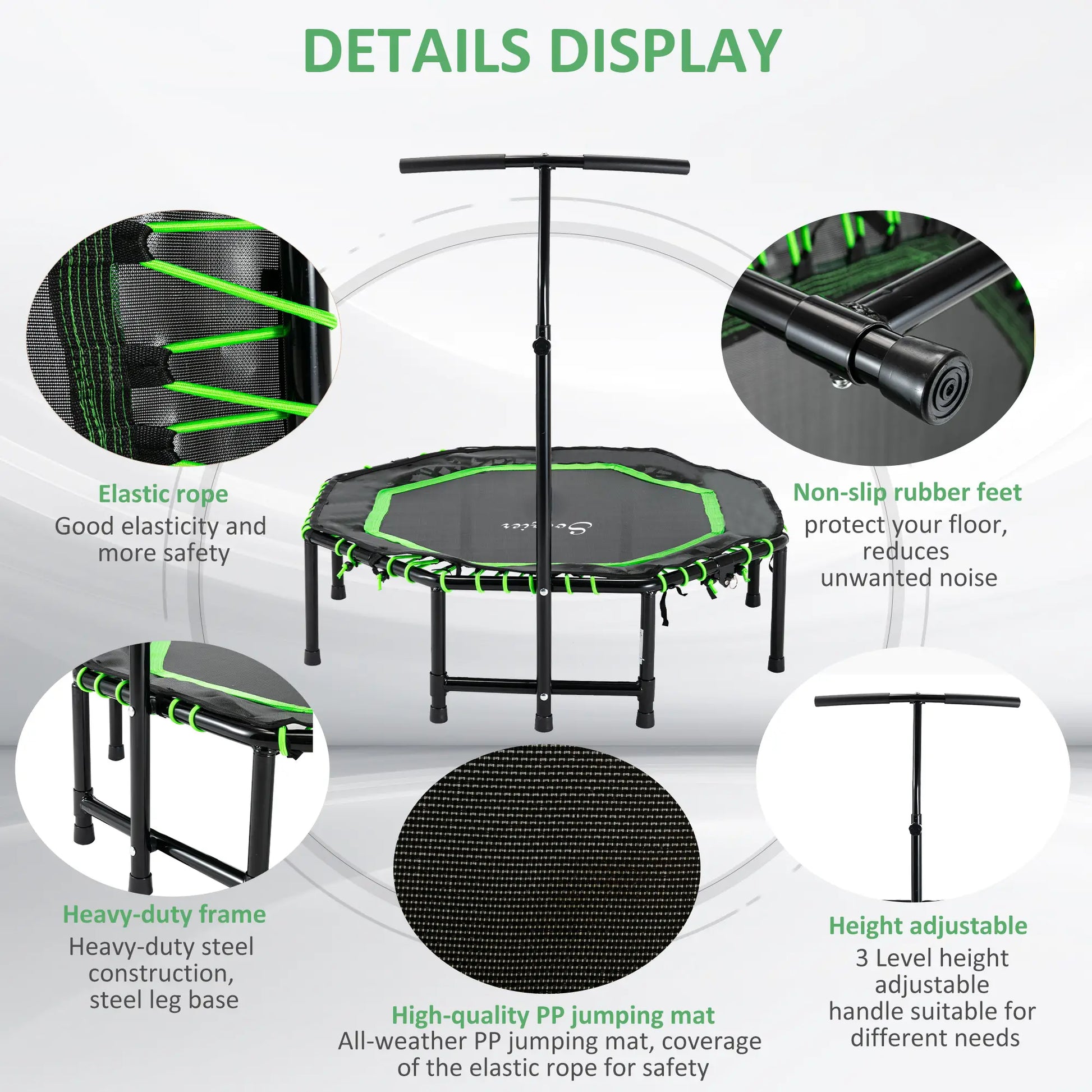 48" Foldable Trampoline with Adjustable Handle Bar, Green Trampolines at Gallery Canada