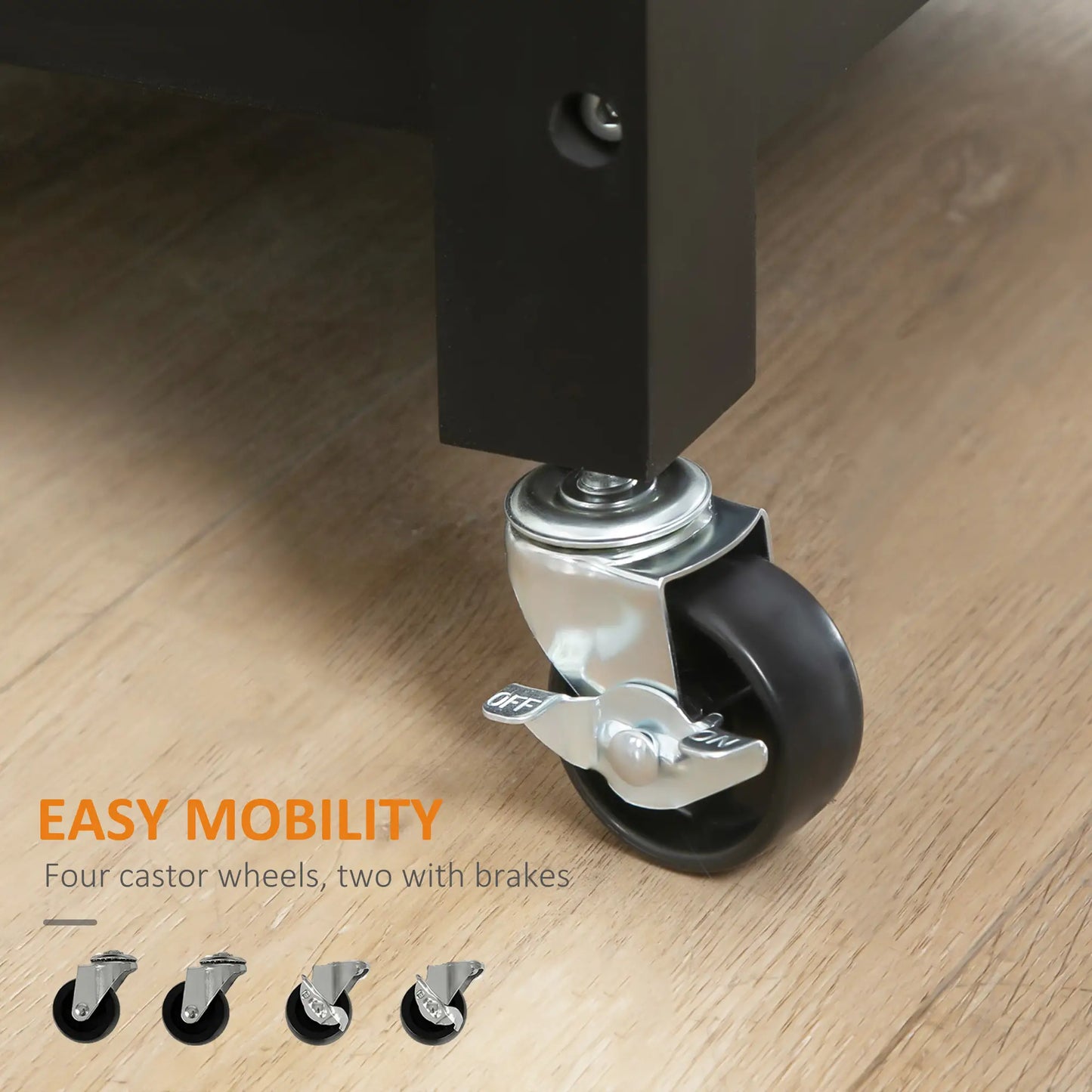 Rolling Kitchen Cart, Wood Top with Drawer, 36 Inch, Black Kitchen Islands & Kitchen Carts at Gallery Canada