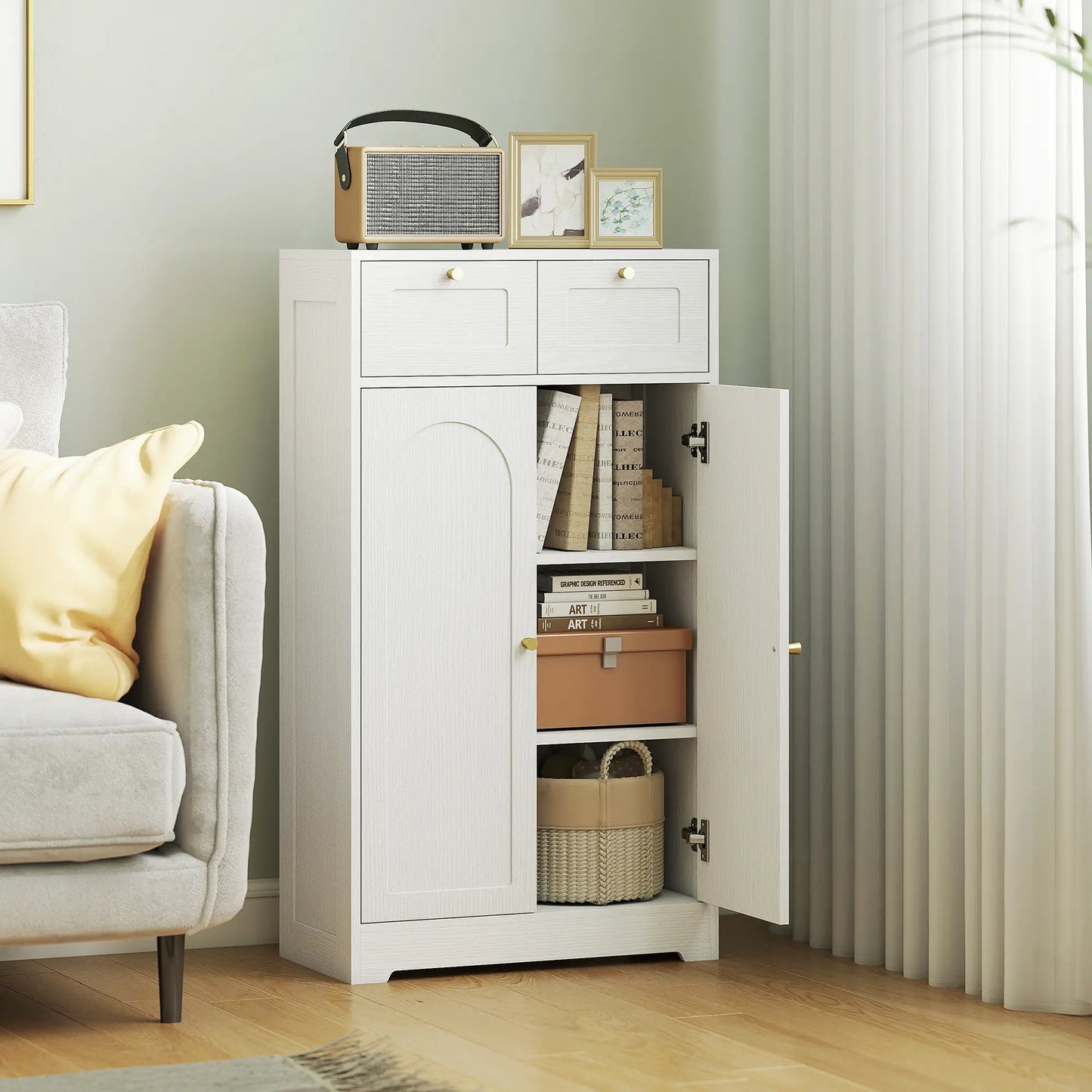Bathroom Floor Cabinet With 2 Drawers, White