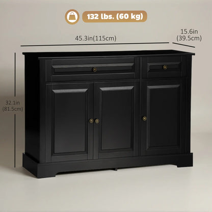 Modern Sideboard Cabinet, 2 Drawers, Adjustable Shelves, Black Bar Cabinets at Gallery Canada