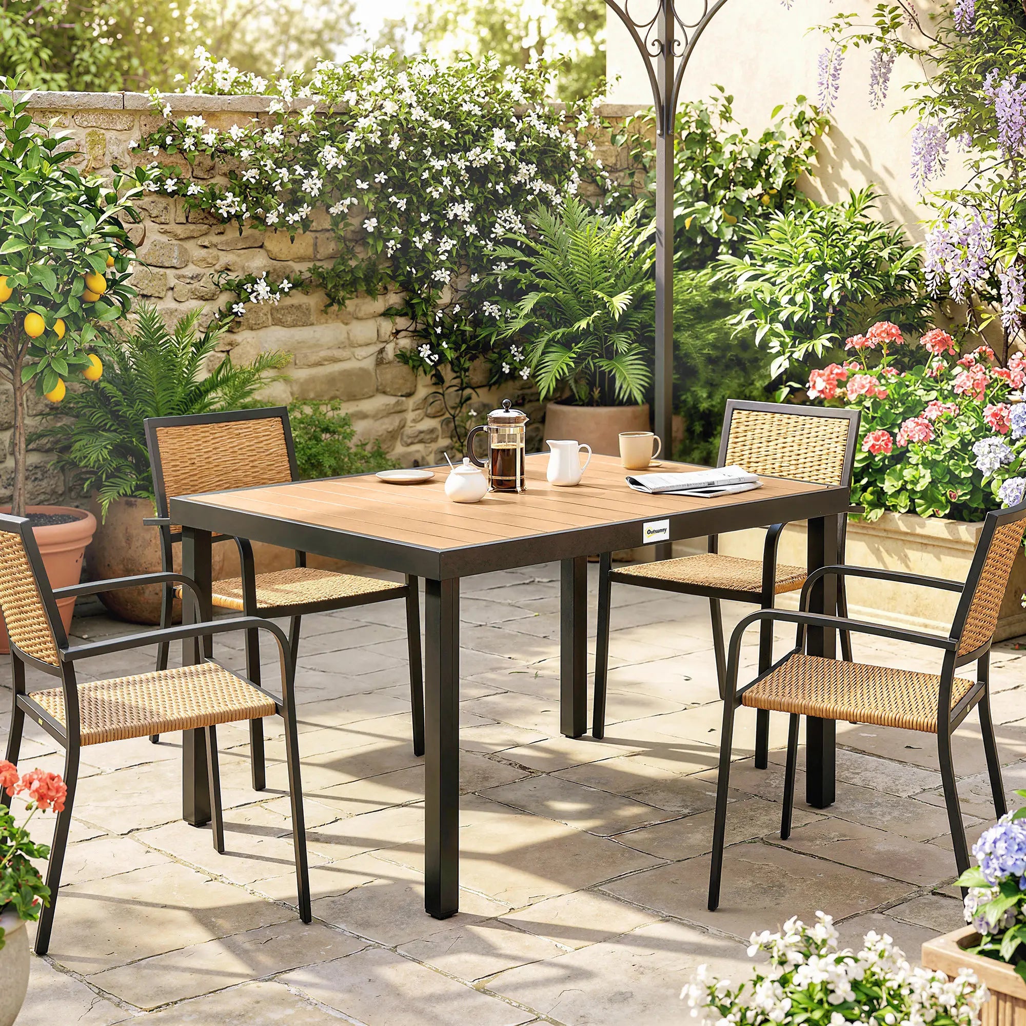 Aluminum Outdoor Dining Table for 6, 47.2