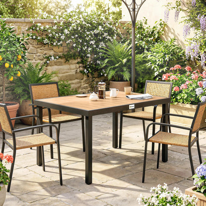 Aluminum Outdoor Dining Table for 6, 47.2" x 35.4" x 29.1", Natural Patio Dining Tables at Gallery Canada