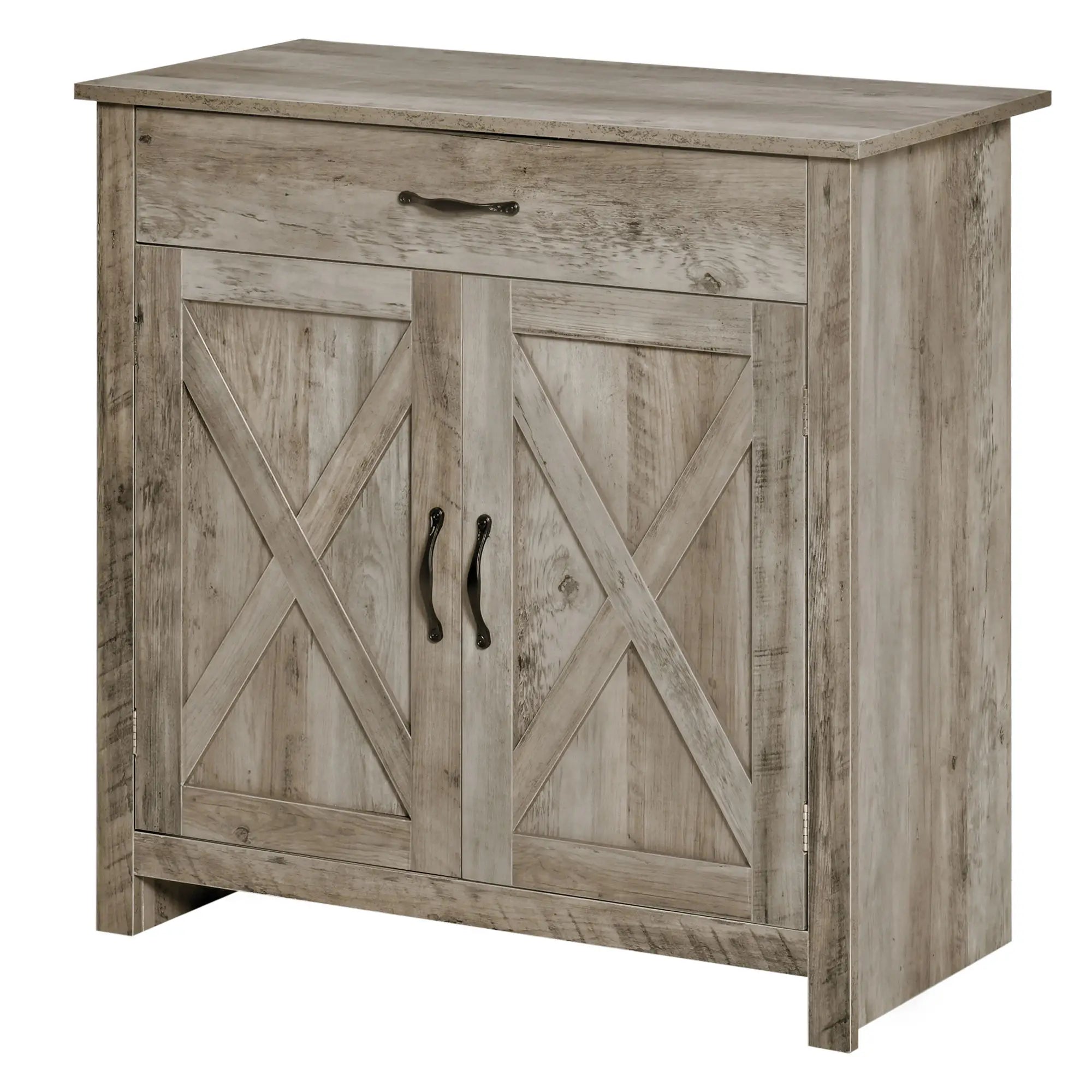 Farmhouse Sideboard Buffet, Storage Cabinet with Barn Doors, Ash Grey Bar Cabinets at Gallery Canada
