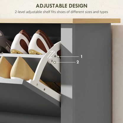 Shoe Storage Cabinet, 2 Flip Drawers, Adjustable Shelves, Light Grey Shoe Storage Cabinets & Racks at Gallery Canada