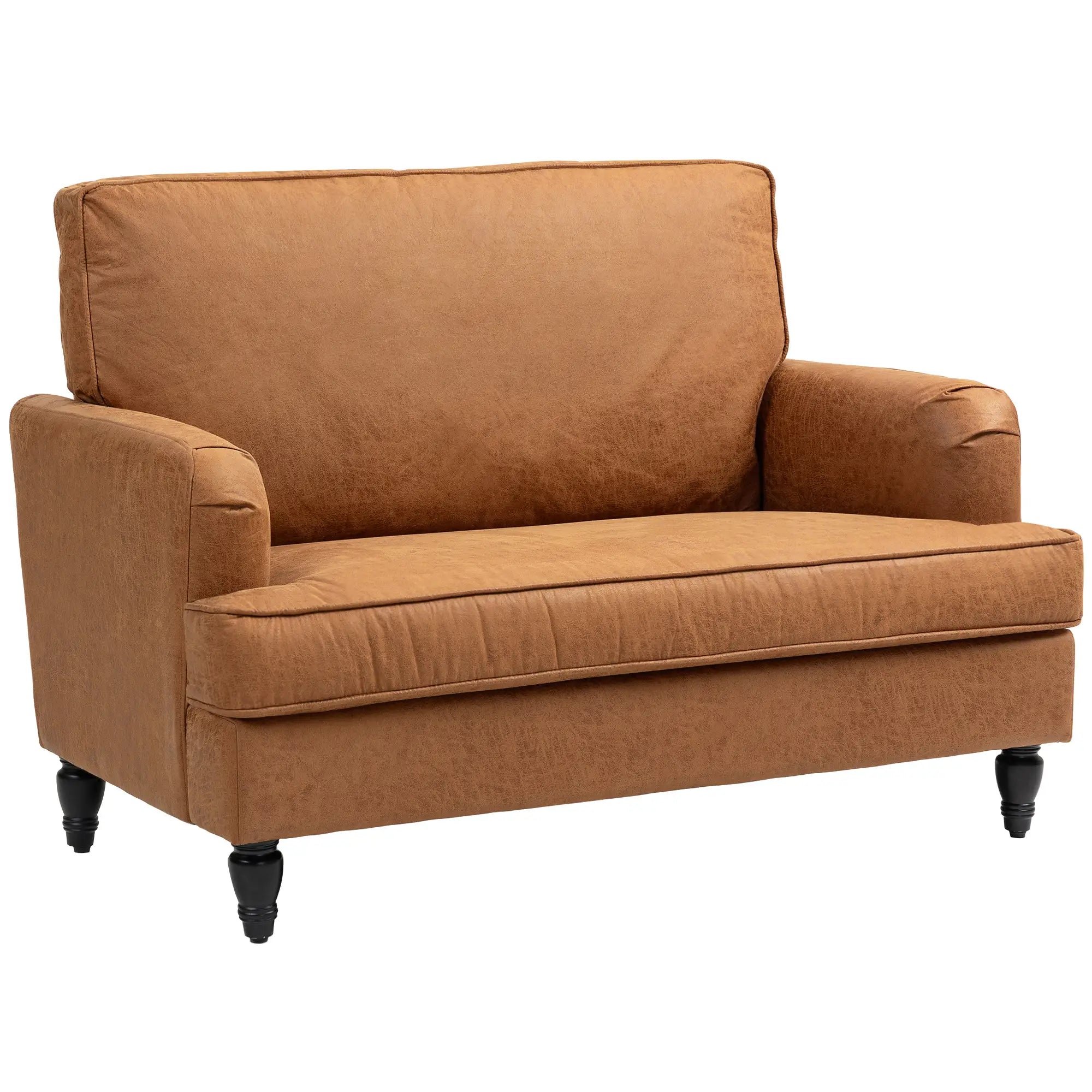 Modern Accent Chair, Microfiber Cloth Armchair with Turned Legs and Wide Seat, Comfy Chair for Living Room, Brown Accent Chairs Brown at Gallery Canada