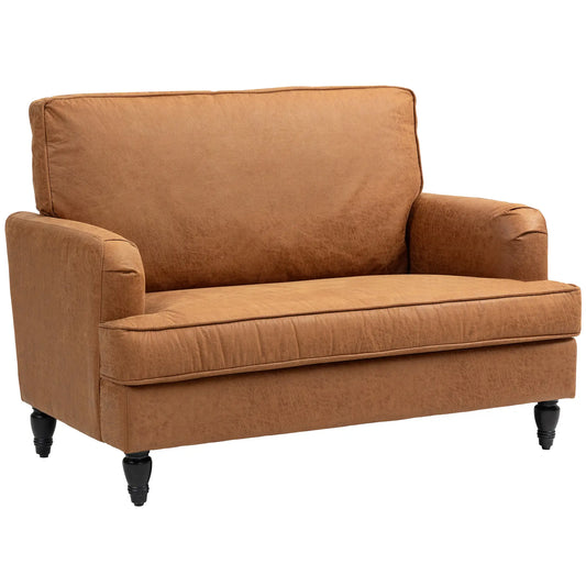 Modern Accent Chair, Microfiber Cloth Armchair with Turned Legs and Wide Seat, Comfy Chair for Living Room, Brown Accent Chairs Brown at Gallery Canada