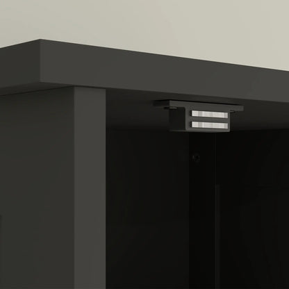 67" Tall Bathroom Cabinet, Narrow Storage with Drawer, Barn Doors, Adjustable Shelves, Black Bathroom Cabinets at Gallery Canada