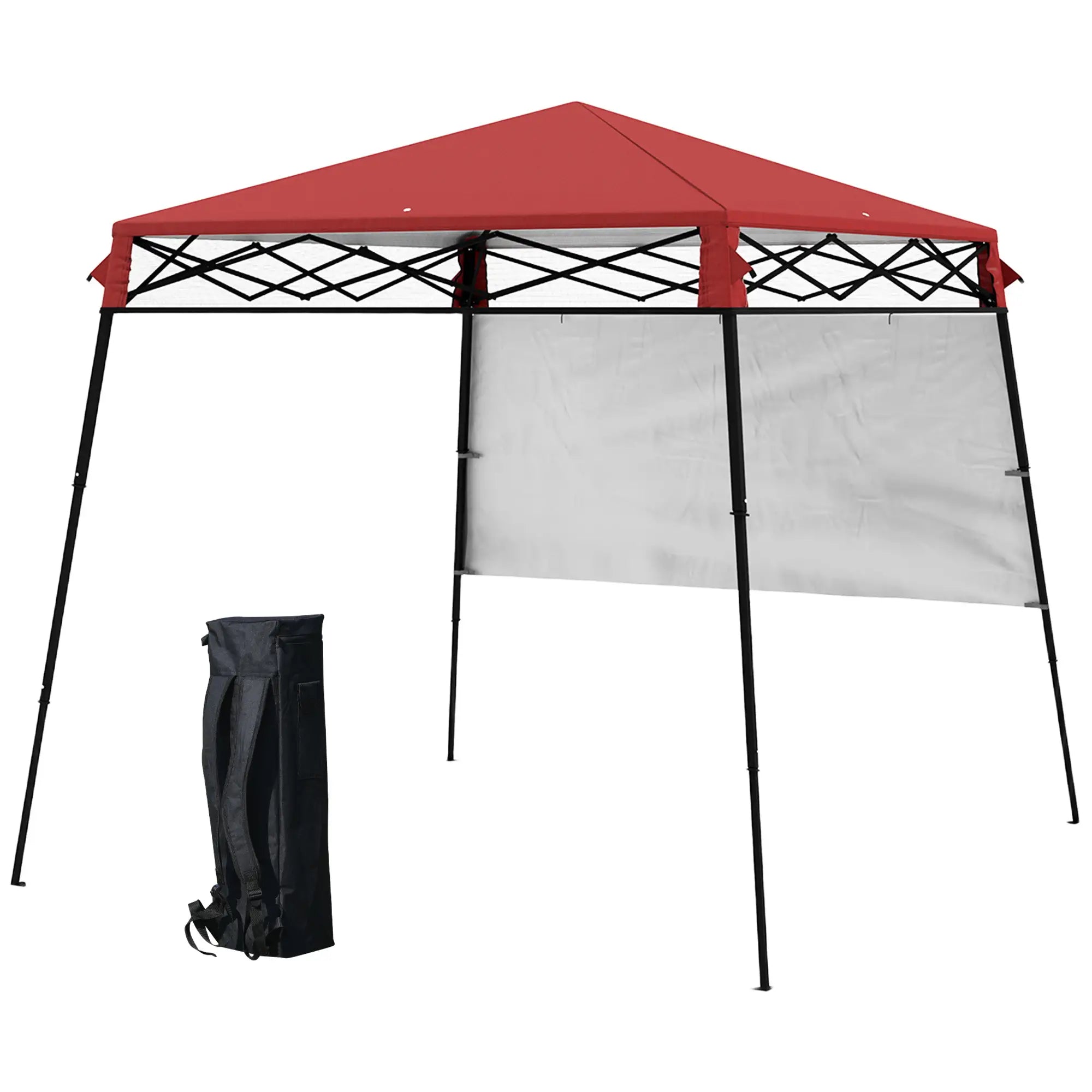 7' x 7' Foldable Gazebo Tent, Adjustable Legs, Black, Red Pop Up Canopies at Gallery Canada