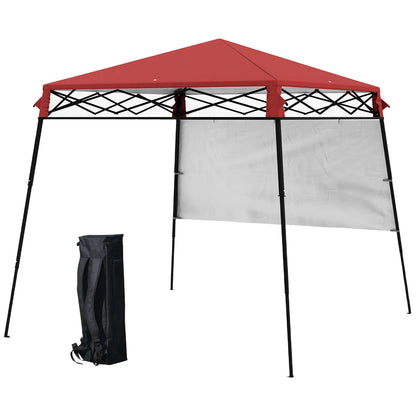 7' x 7' Foldable Gazebo Tent, Adjustable Legs, Black, Red Pop Up Canopies at Gallery Canada
