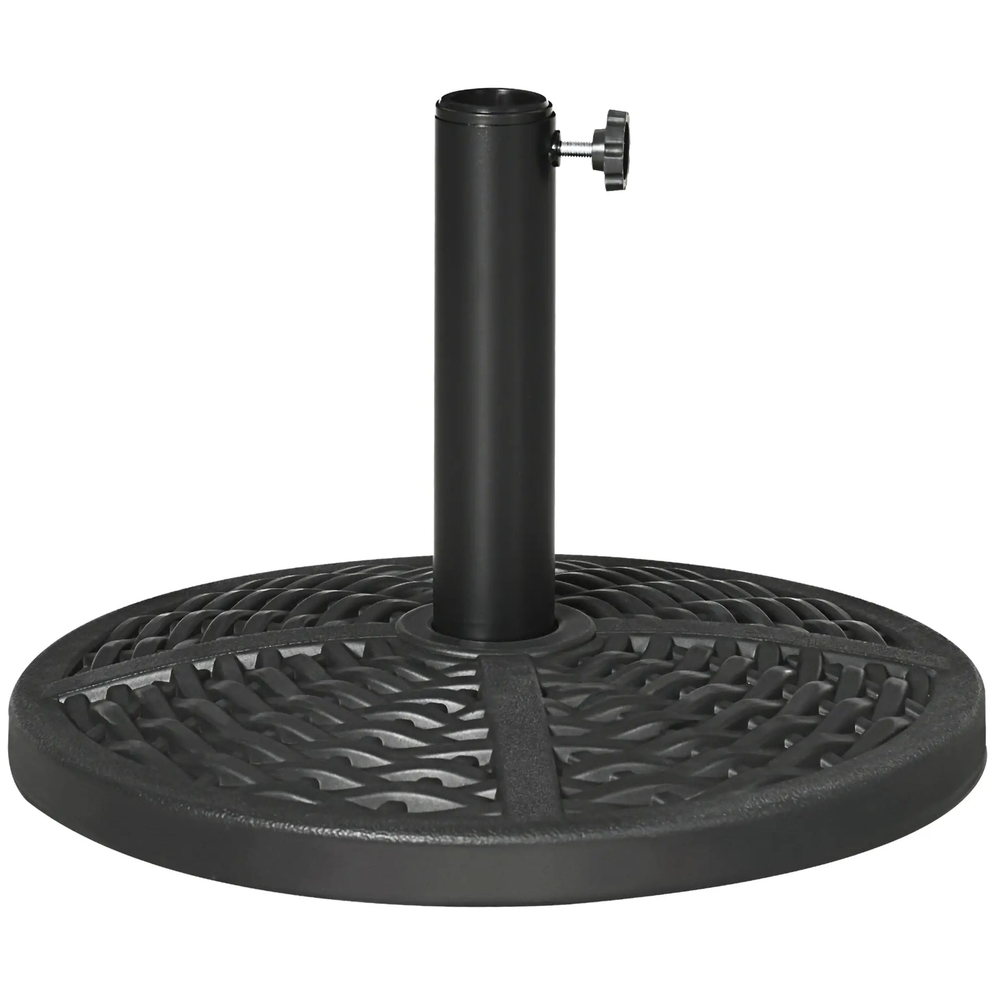 18" Heavy Duty Round Market Umbrella Base, Rattan Design, Black Umbrella Bases at Gallery Canada