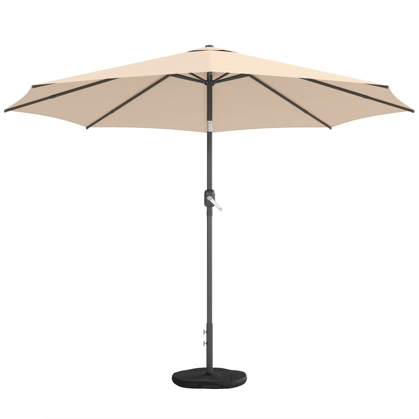 10' x 10' Round Market Umbrella, Crank Tilt, Khaki Sun Umbrellas Khaki, Dark Grey at Gallery Canada