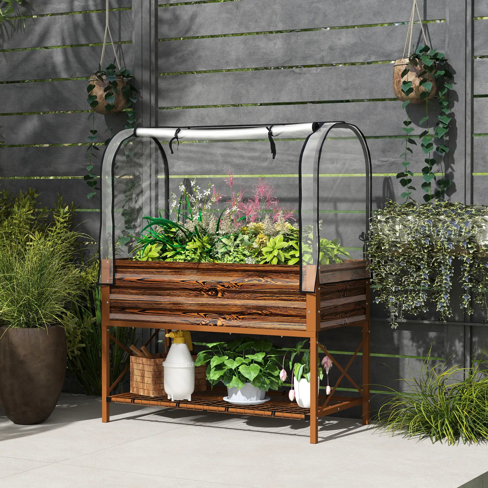 Metal Raised Garden Bed With Cover, 48 Inch, Dark Brown Elevated Garden Beds at Gallery Canada