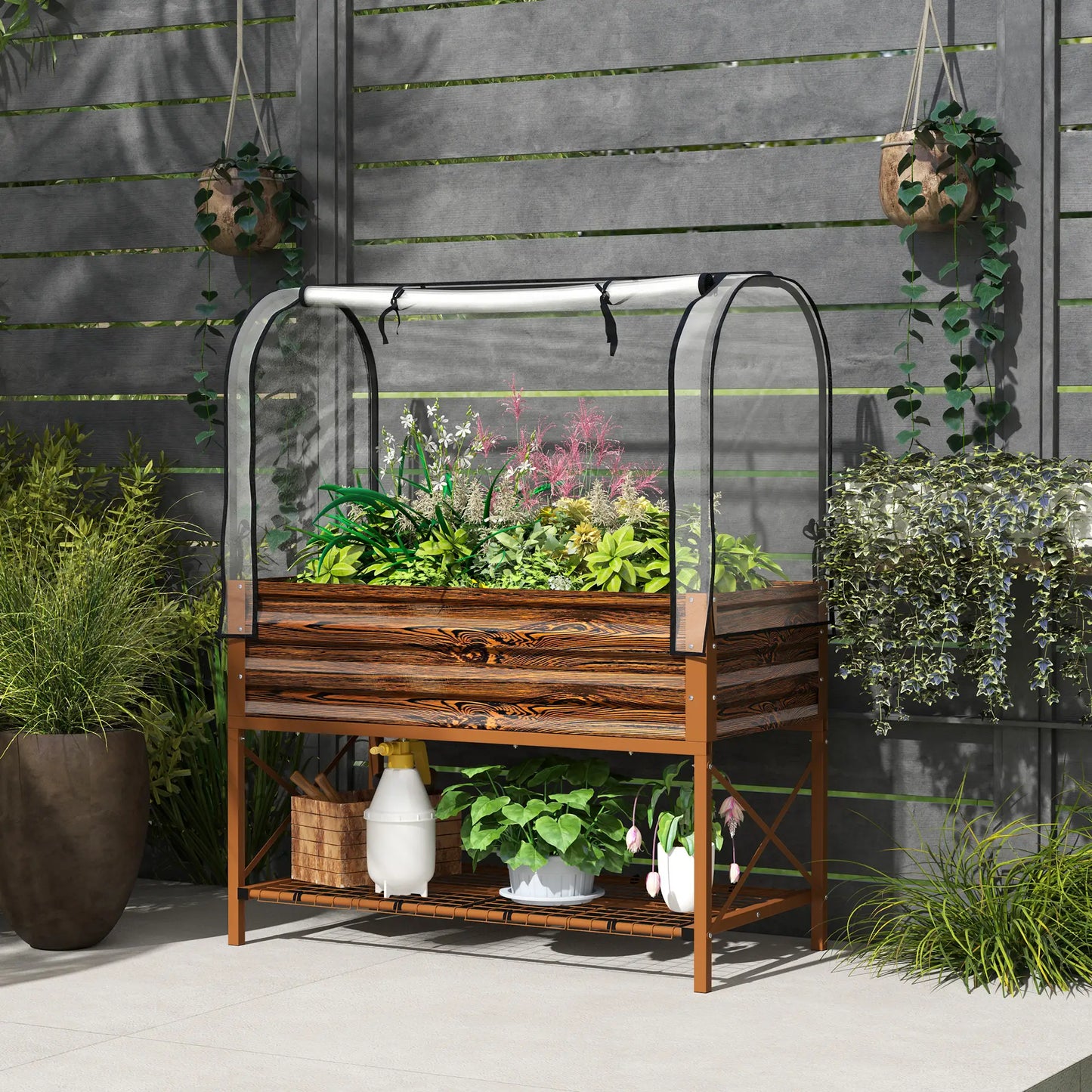 Metal Raised Garden Bed With Cover, 48 Inch, Dark Brown Elevated Garden Beds at Gallery Canada