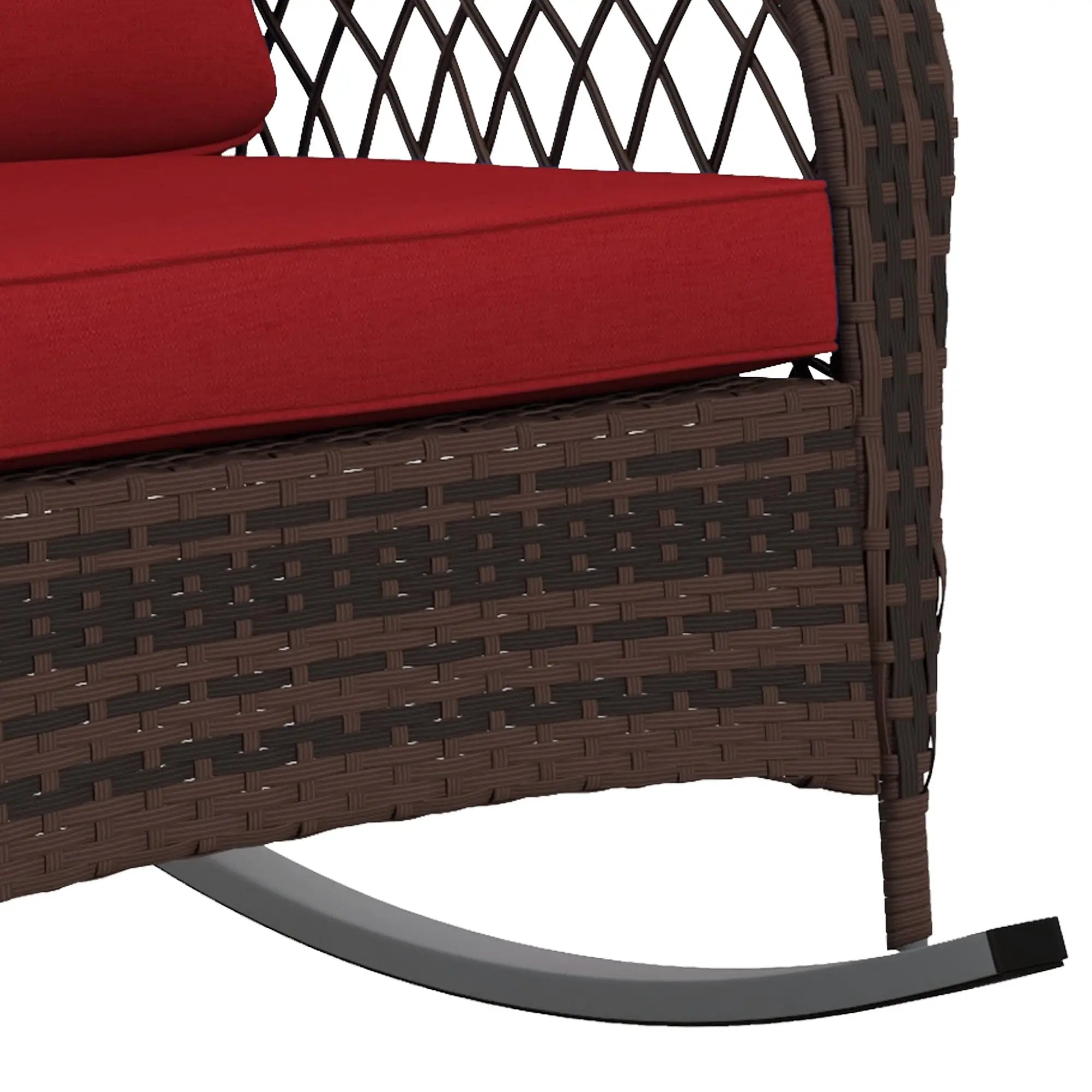 Outdoor Wicker Rattan Rocking Chair, Thick Cushions, Garden Backyard Porch, Red Outdoor Rocking Chairs at Gallery Canada
