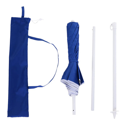 6.7ft Beach Umbrella, Push Button Tilt, Ruffled, Blue Beach Umbrellas at Gallery Canada