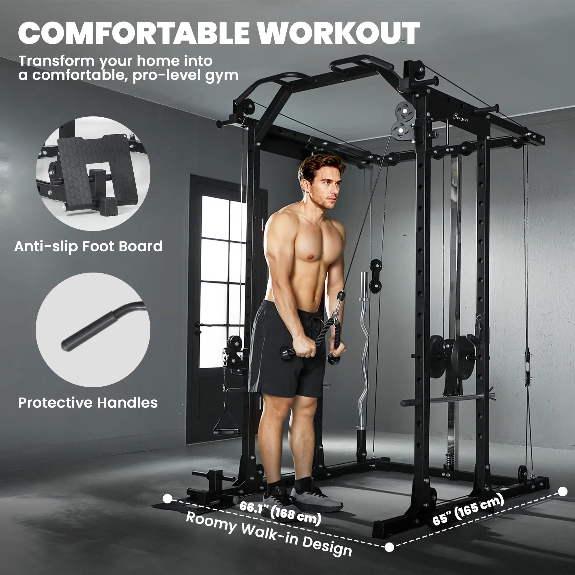Multi-Functional Power Rack, Smith Machine Cable Crossover System Power Towers at Gallery Canada