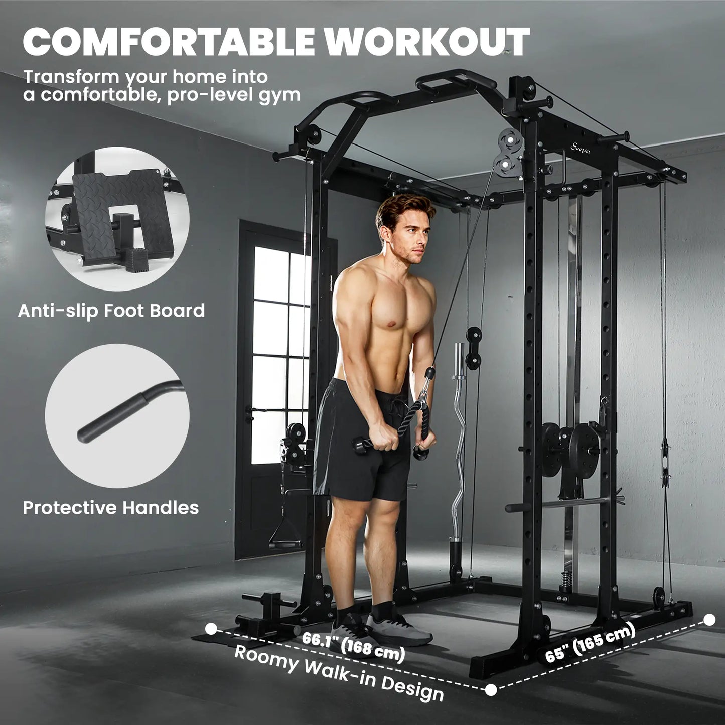 Multi-Functional Power Rack, Smith Machine Cable Crossover System Power Towers at Gallery Canada