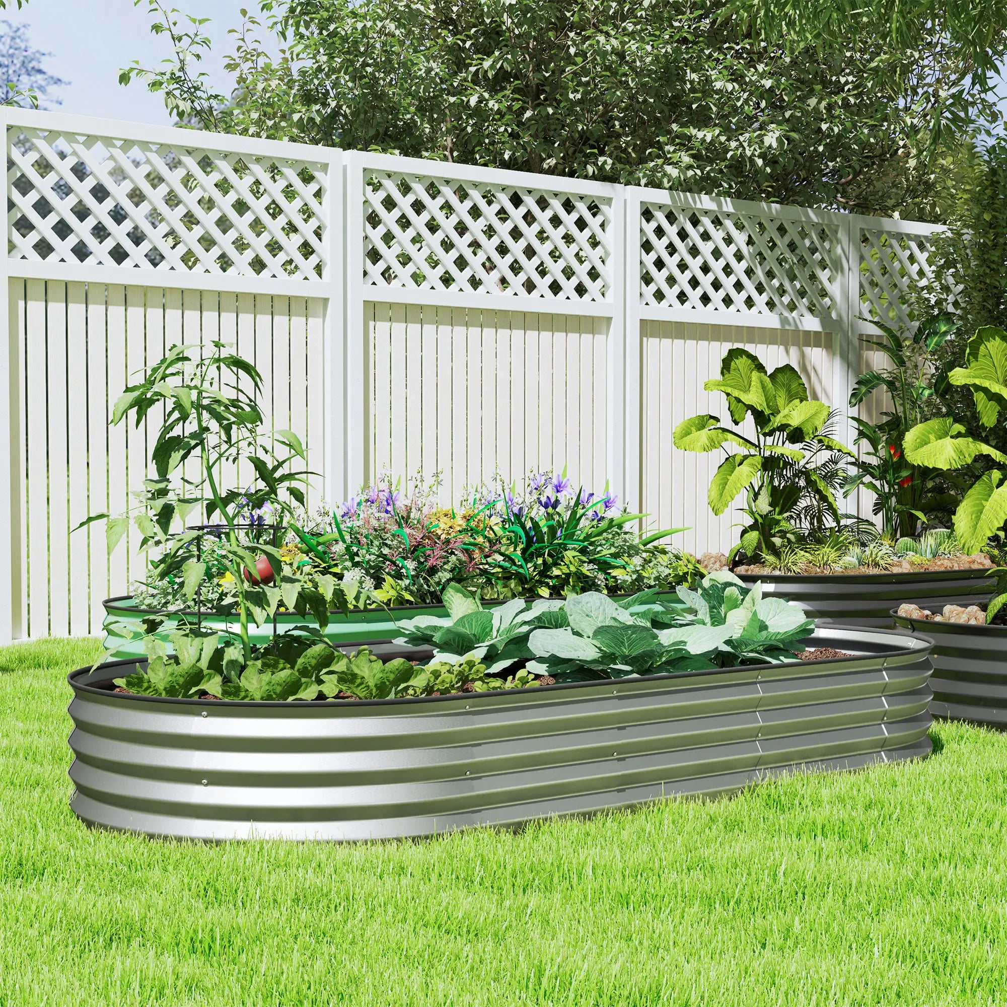7' x 3' x 1' Galvanized Raised Garden Bed, Outdoor Planter Box, Silver Raised Garden Beds at Gallery Canada