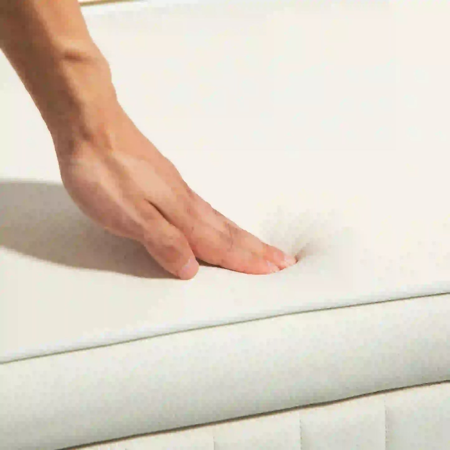 Upholstered Channel Tufted Ottoman Bench, Thick Padding, Metal Legs, Cream White Storage Ottomans & Benches at Gallery Canada