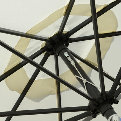 8.5 ft Round Patio Umbrella, Tilt and Crank, Cream White Sun Umbrellas at Gallery Canada