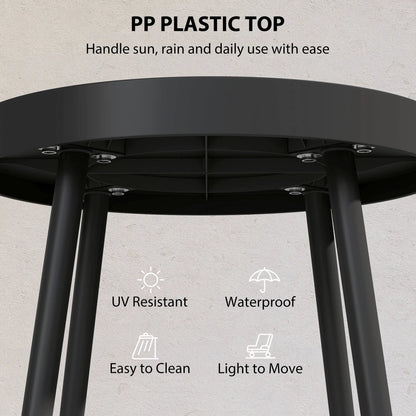 19.5" Round Patio Table, Small Outdoor Coffee Side Table, Black Patio Side Tables at Gallery Canada