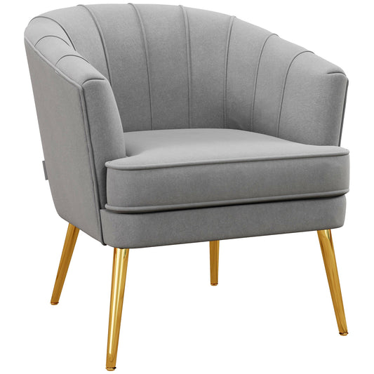 Fabric Armchair, Modern Accent Chair with Gold Metal Legs for Living Room, Bedroom, Home Office, Grey - Gallery Canada
