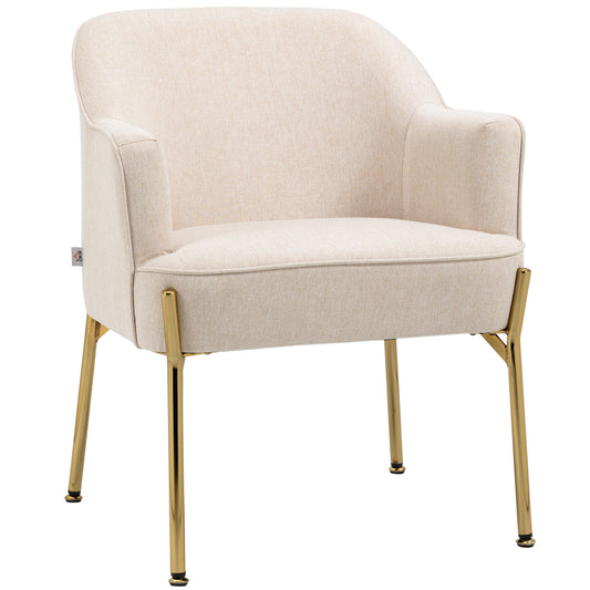 Fabric Armchair, Modern Accent Chair with Metal Legs for Living Room, Bedroom, Home Office, Cream White - Gallery Canada