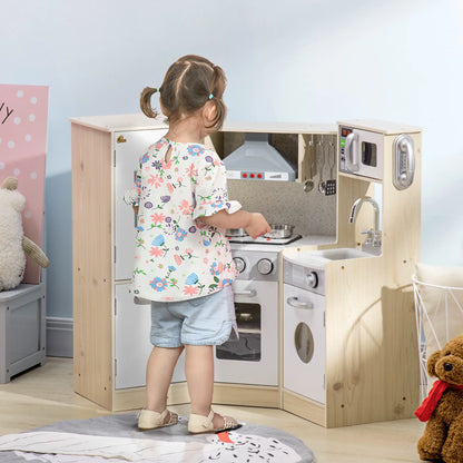 Wooden Play Kitchen with Lights, Sounds, Corner Playset, White Play Kitchen at Gallery Canada