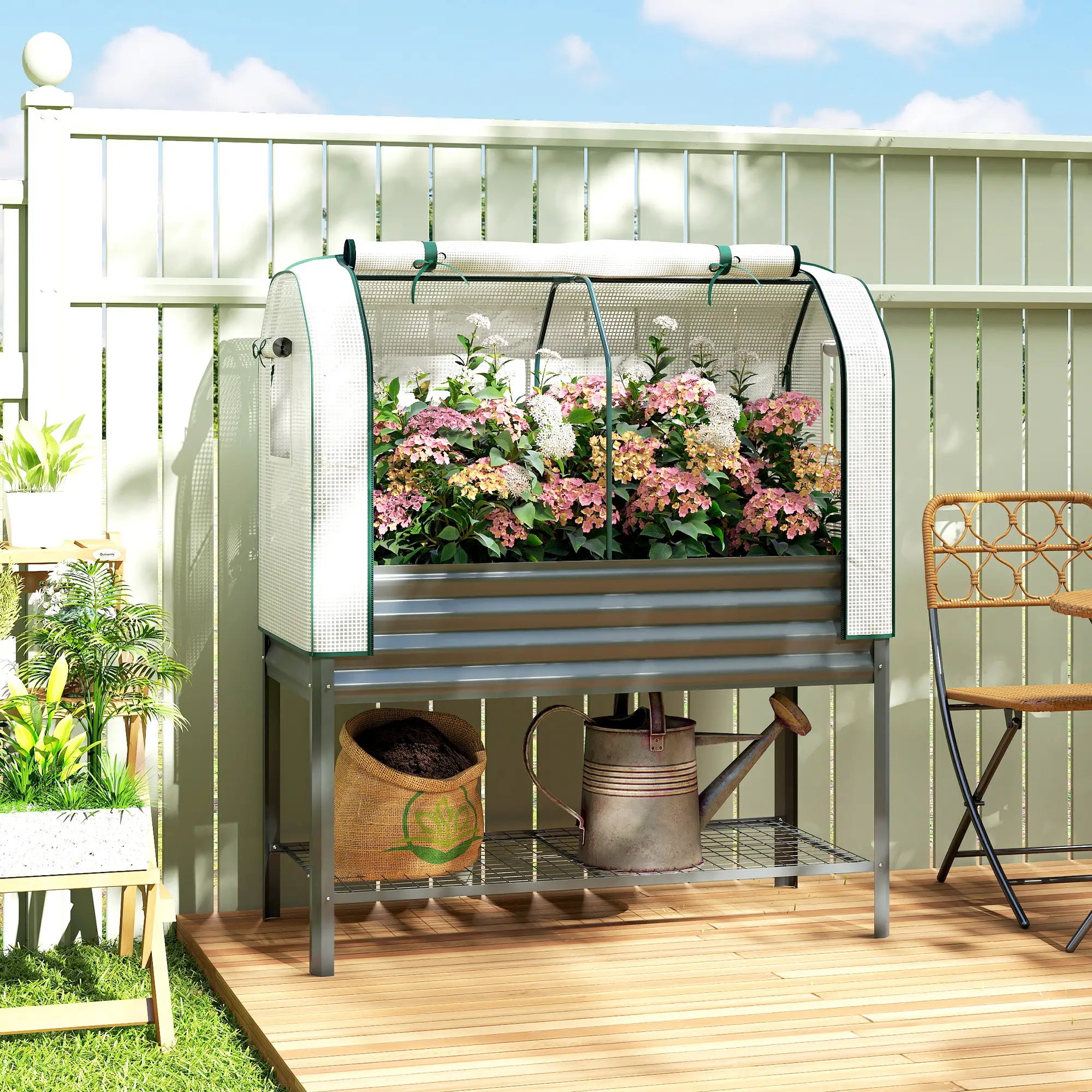Galvanised Raised Garden Bed, Greenhouse Cover, Metal Planter Box, Dark Grey Elevated Garden Beds at Gallery Canada