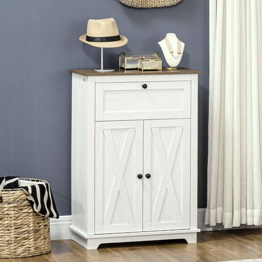 Farmhouse Sideboard Storage Cabinet with Doors and Drawer for Kitchen, Living room, 23.6" x 11.8" x 34.4", White - Gallery Canada