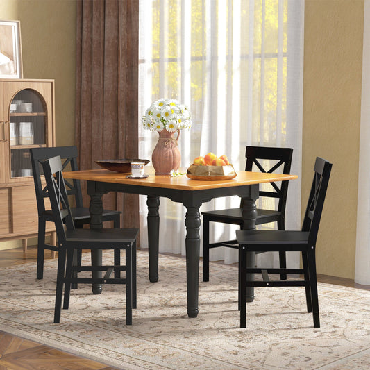 Farmhouse Wooden Dining Chairs Set of 4 with Cross Back, Black - Gallery Canada