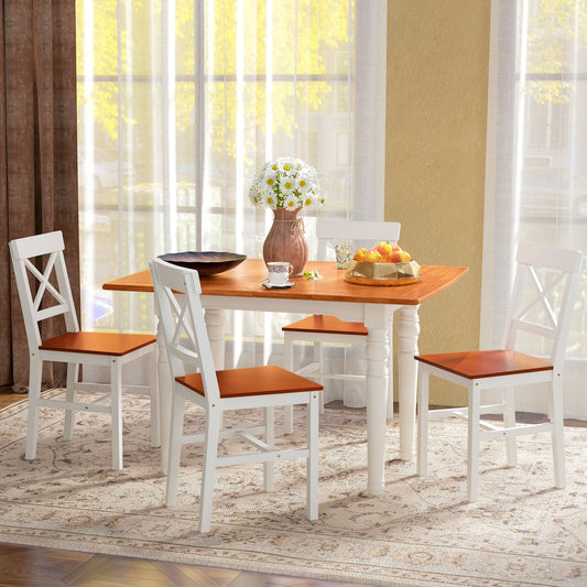 Farmhouse Wooden Dining Chairs Set of 4 with Cross Back, White - Gallery Canada