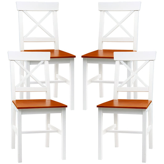 Farmhouse Wooden Dining Chairs Set of 4 with Cross Back, White - Gallery Canada